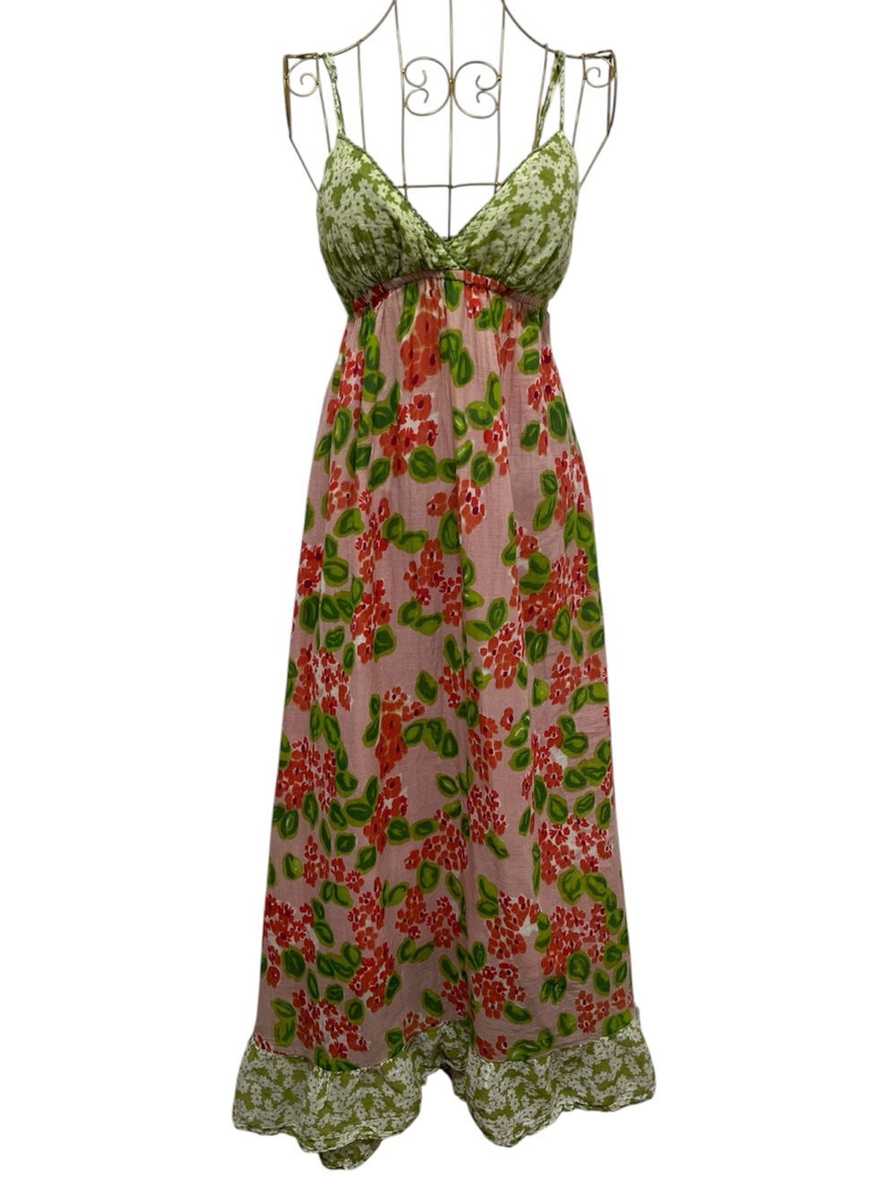 Y2K vintage 🌸 pink & green floral maxi dress by Derek Heart size medium